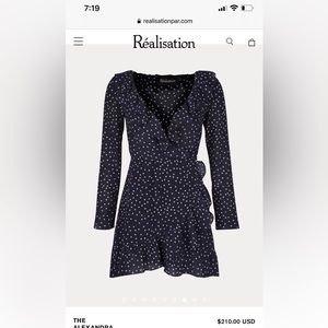 Realisation Par 100% silk navy Alexandra dress